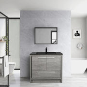 36" Cement Freestanding Bathroom Vanity with Black Quartz Engineered Countertop-Migration_Bathroom Vanities-DECOROLALA