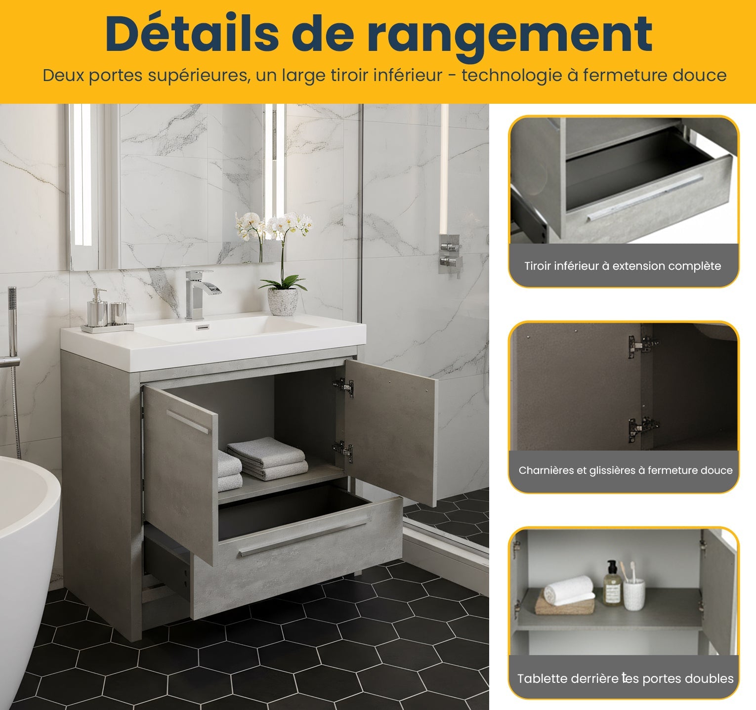 36" Cement Freestanding Bathroom Vanity with White Polymarble Countertop-Migration_Bathroom Vanities-DECOROLALA