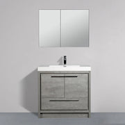 36" Cement Freestanding Bathroom Vanity with White Polymarble Countertop-Migration_Bathroom Vanities-DECOROLALA