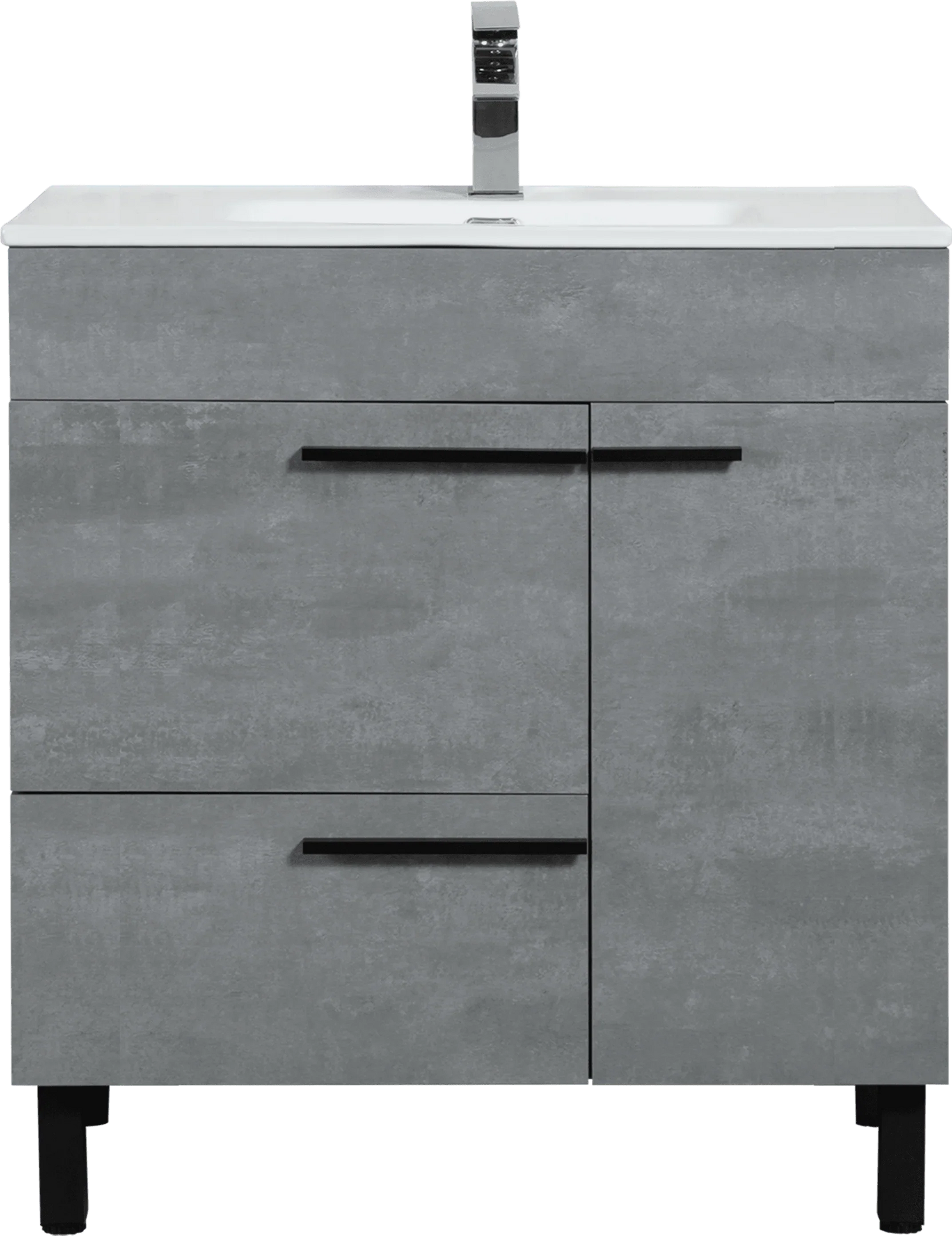 36" Cement Freestanding Single Sink Bathroom Vanity with White Ceramic Countertop-Migration_Bathroom Vanities-DECOROLALA