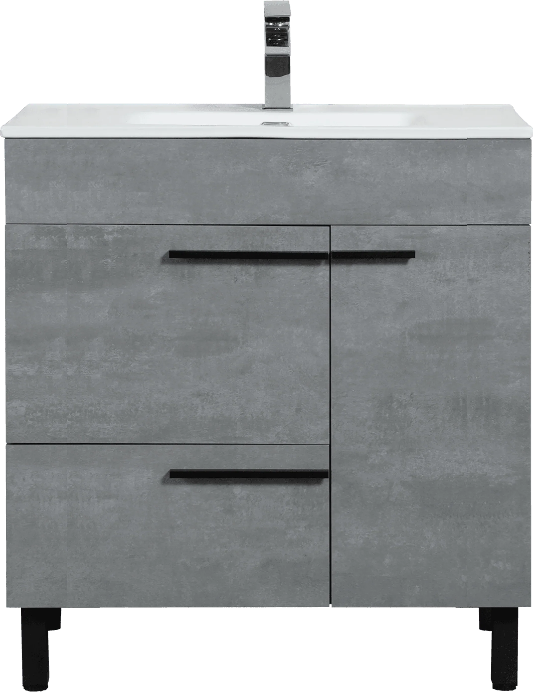 36" Cement Freestanding Single Sink Bathroom Vanity with White Ceramic Countertop-Migration_Bathroom Vanities-DECOROLALA