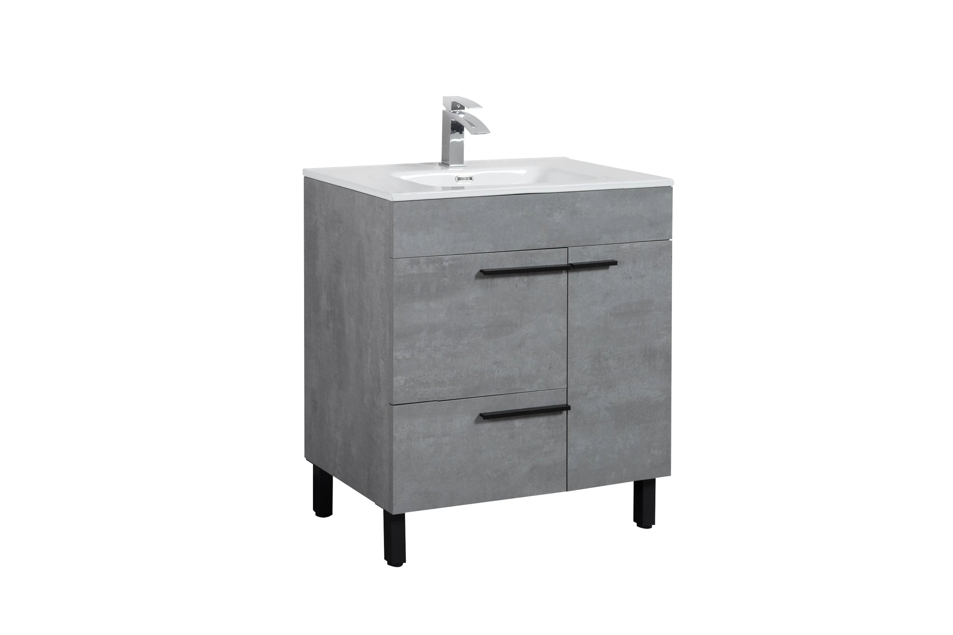 36" Cement Freestanding Single Sink Bathroom Vanity with White Ceramic Countertop-Migration_Bathroom Vanities-DECOROLALA