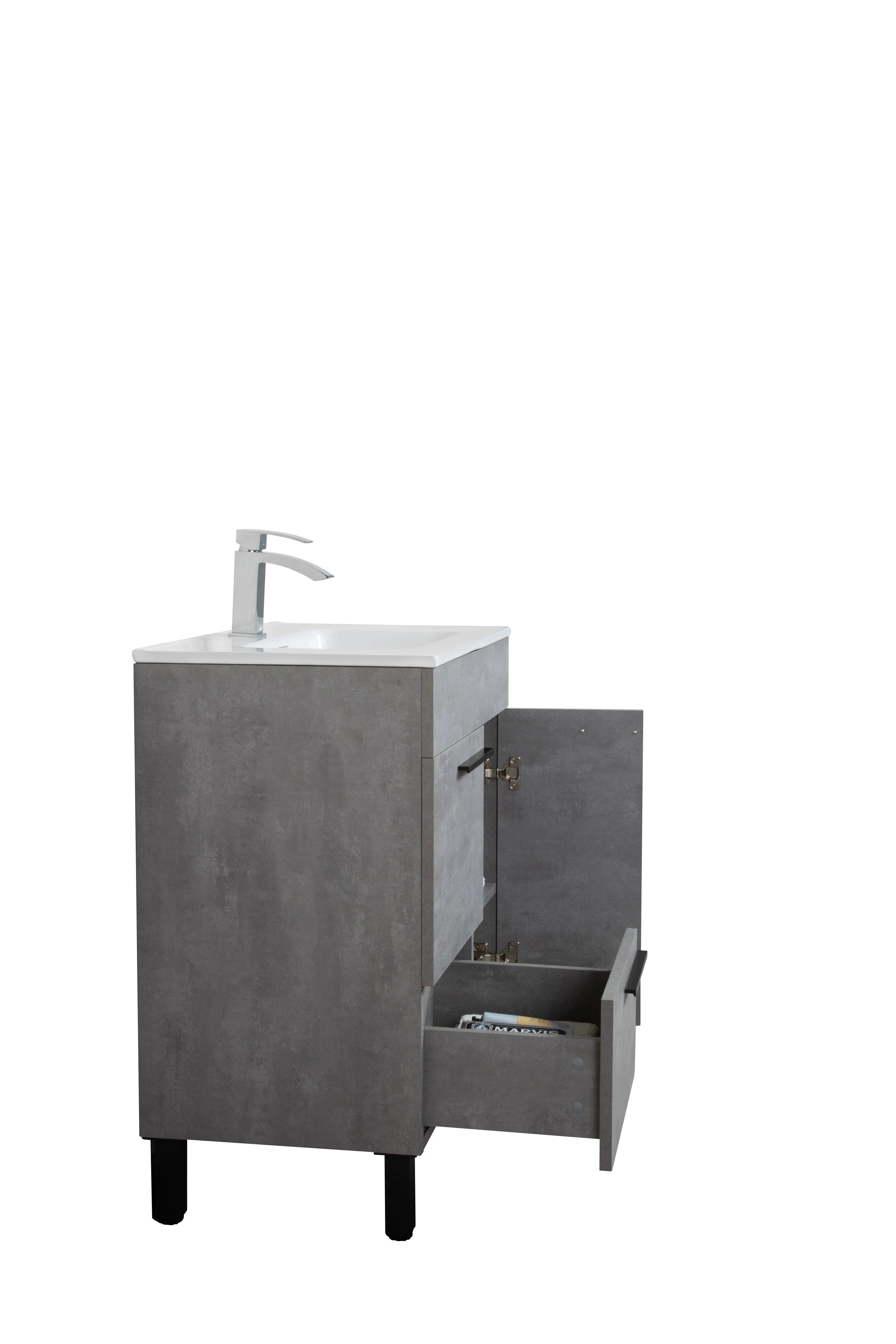36" Cement Freestanding Single Sink Bathroom Vanity with White Ceramic Countertop-Migration_Bathroom Vanities-DECOROLALA