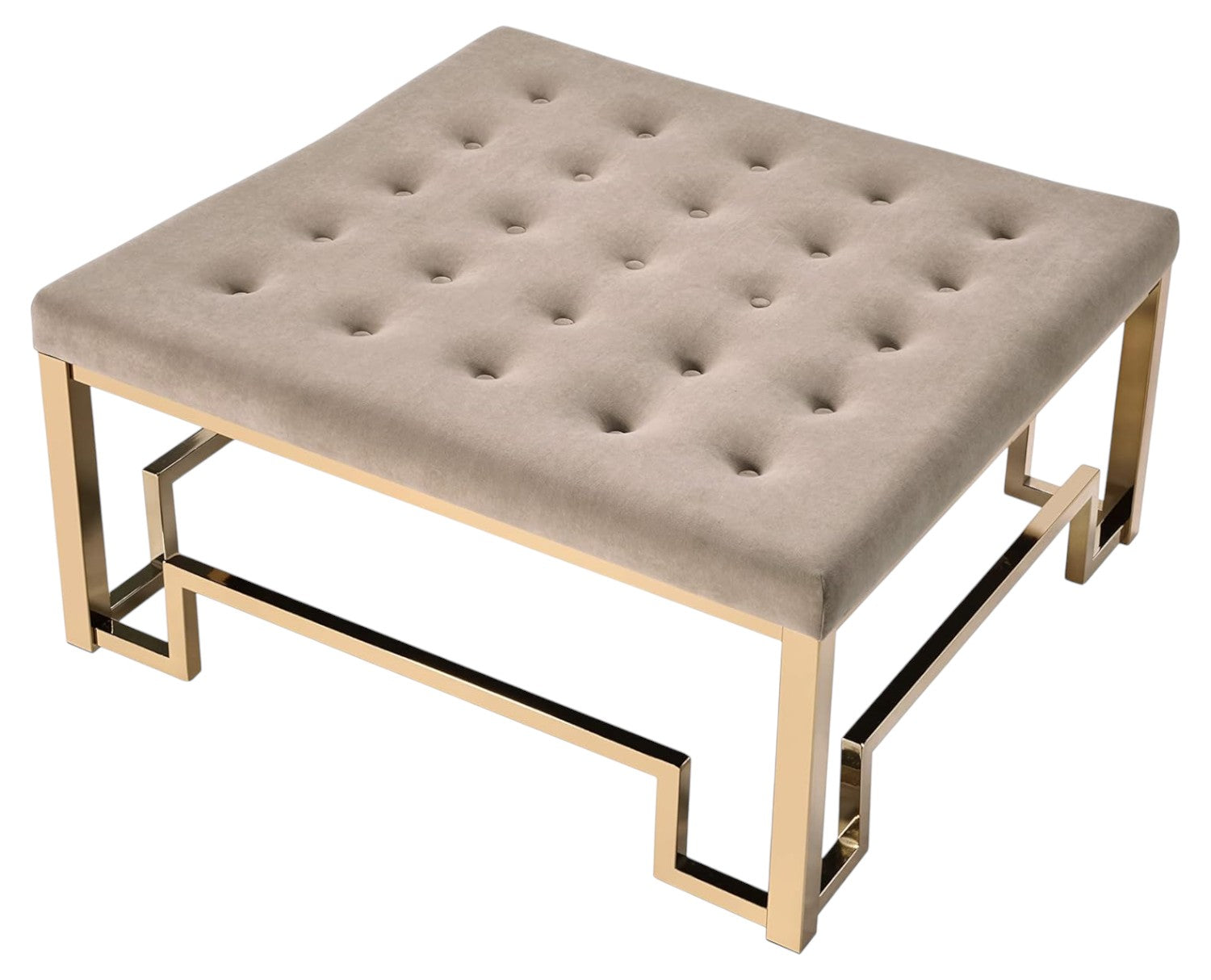 36" Champagne Polyester Tufted Cocktail Ottoman-Ottomans-DECOROLALA