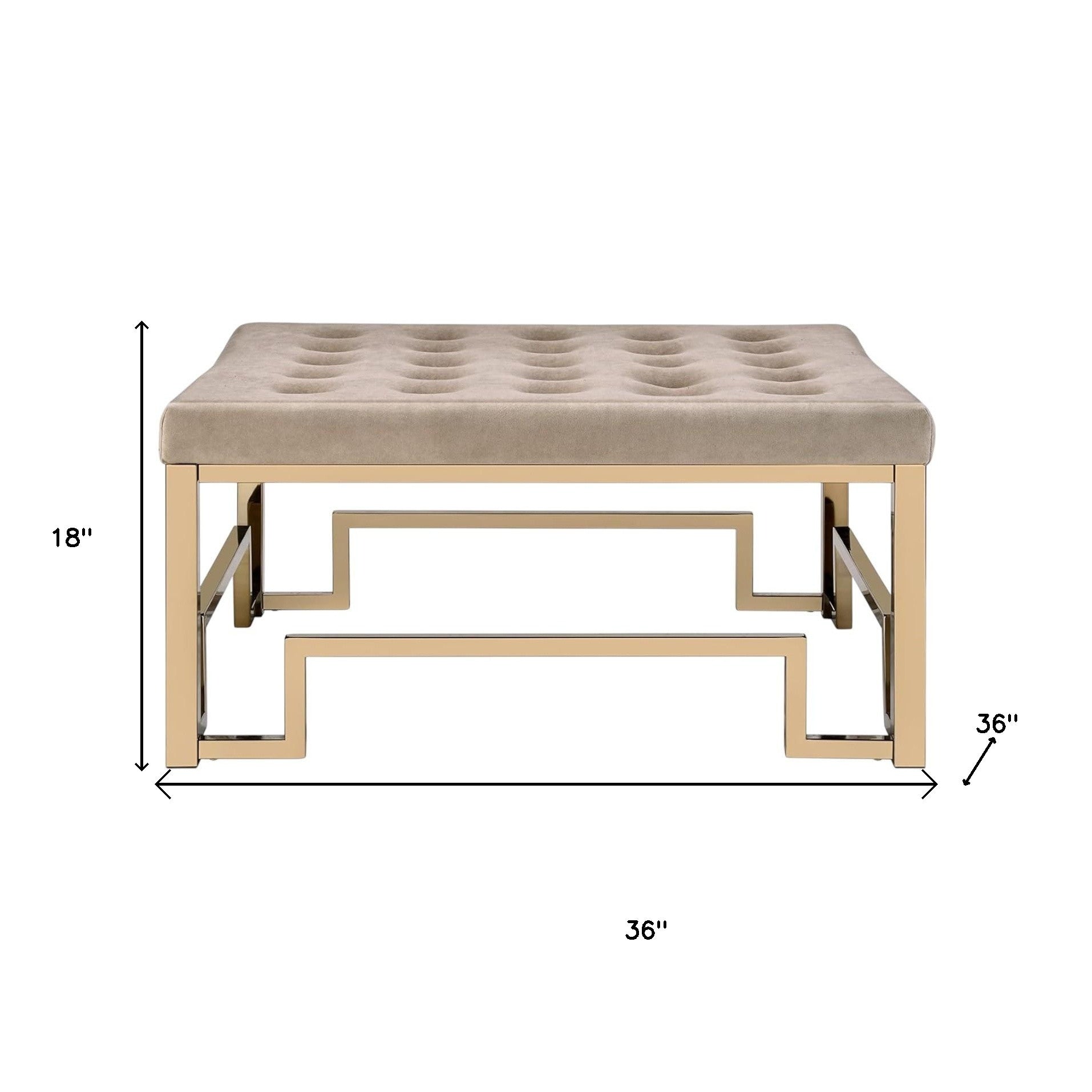 36" Champagne Polyester Tufted Cocktail Ottoman-Ottomans-DECOROLALA