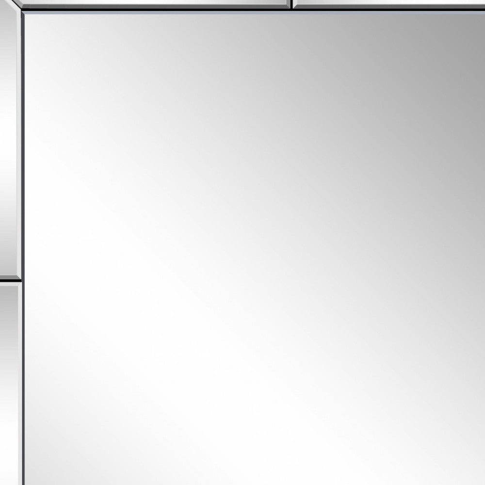 36" Clear Beveled Glass Panels Framed Accent Mirror-Mirrors-DECOROLALA