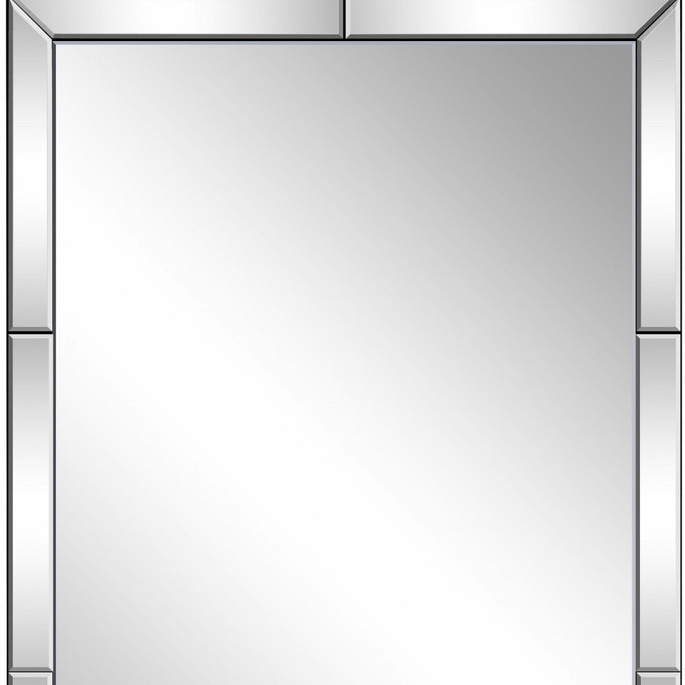 36" Clear Beveled Glass Panels Framed Accent Mirror-Mirrors-DECOROLALA