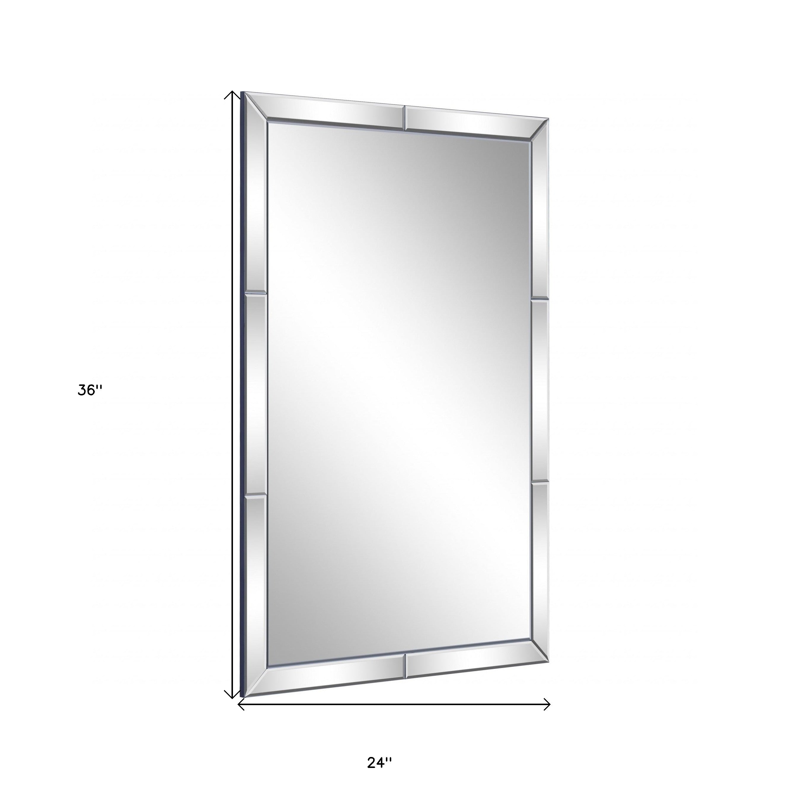 36" Clear Beveled Glass Panels Framed Accent Mirror-Mirrors-DECOROLALA