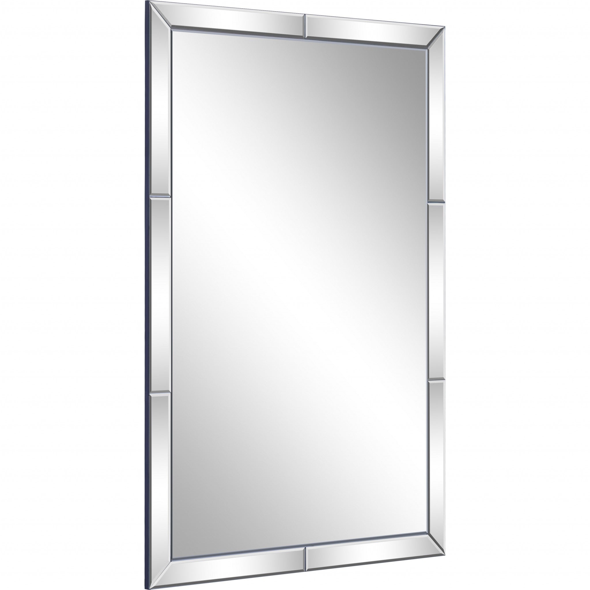 36" Clear Beveled Glass Panels Framed Accent Mirror-Mirrors-DECOROLALA