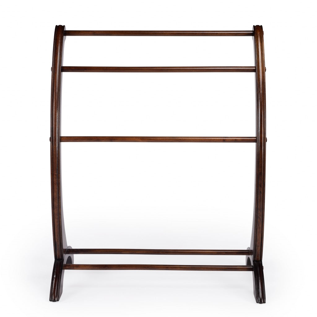36" Deep Cherry Brown Wood Blanket Stand-Blanket Racks and Ladders-DECOROLALA
