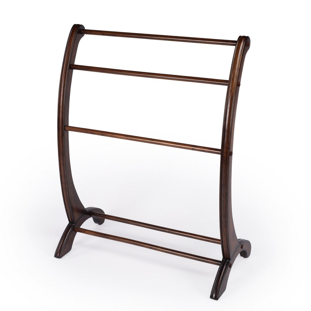 36" Deep Cherry Brown Wood Blanket Stand-Blanket Racks and Ladders-DECOROLALA