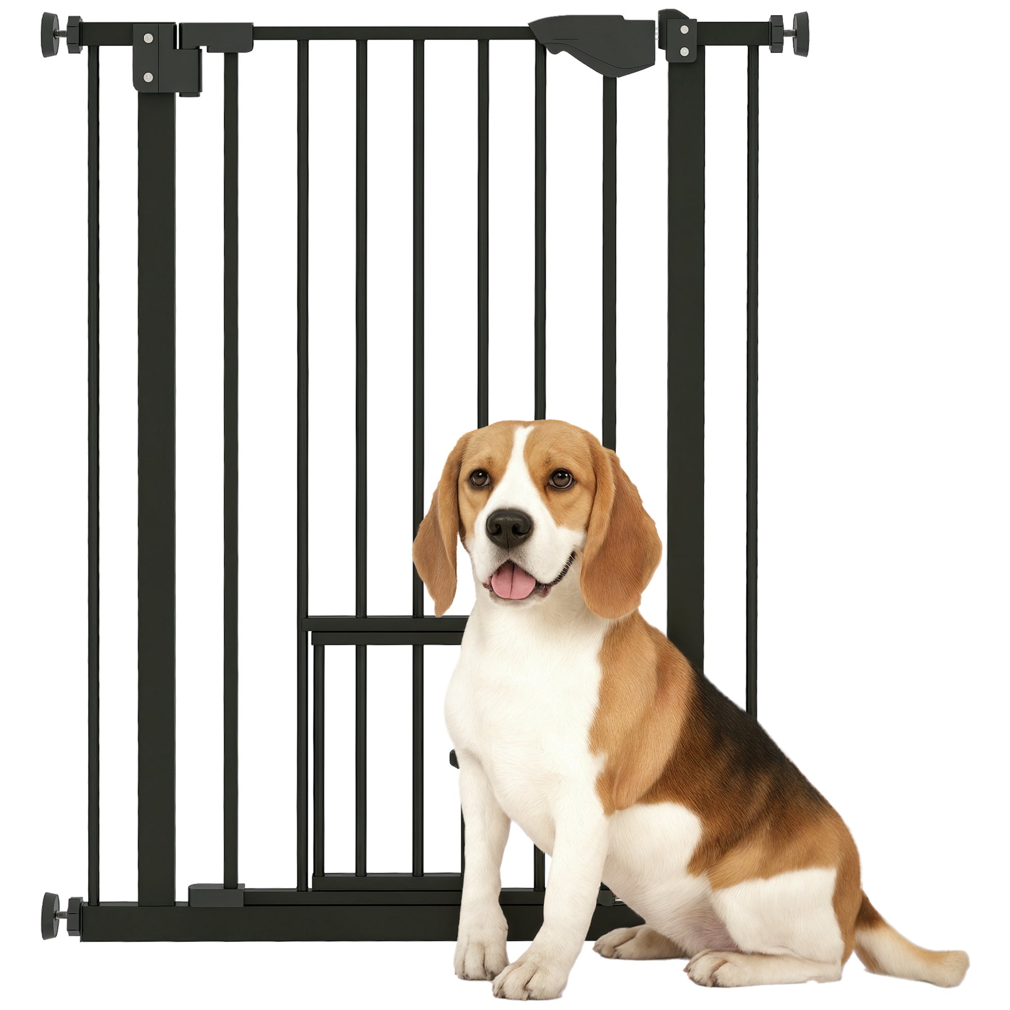 36" Easy Open Indoor Dog Gates for Doorways, House, Stair - Black-Dogs-DECOROLALA