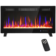 36" Electric Fireplace Heater - 1500W Black Slim Design-Home Furnishings > Home Décor > Fireplaces & Accessories > Electric Fireplaces-DECOROLALA