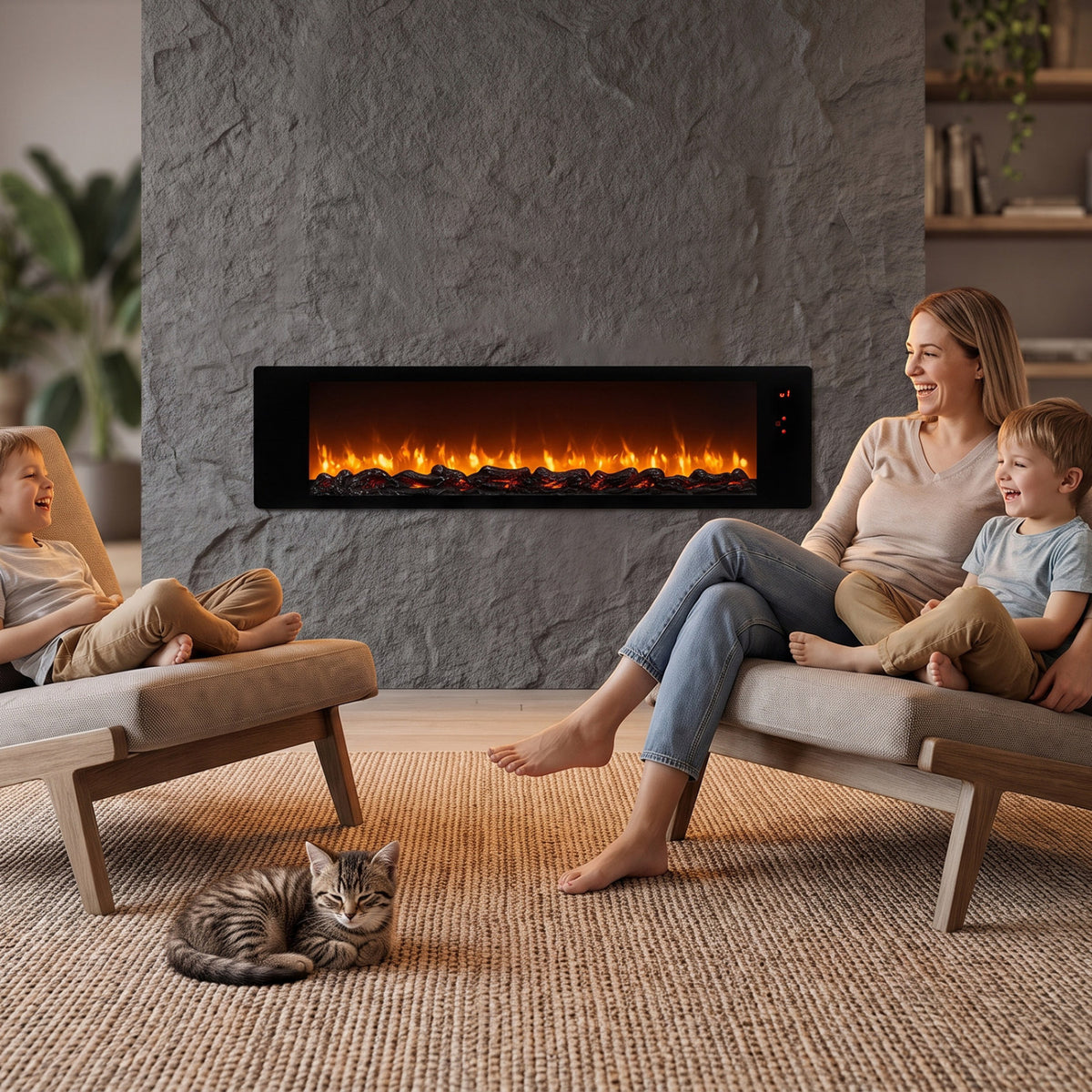36" Electric Fireplace with 5-Level Adjustable Brightness and Speed-Fireplaces-DECOROLALA