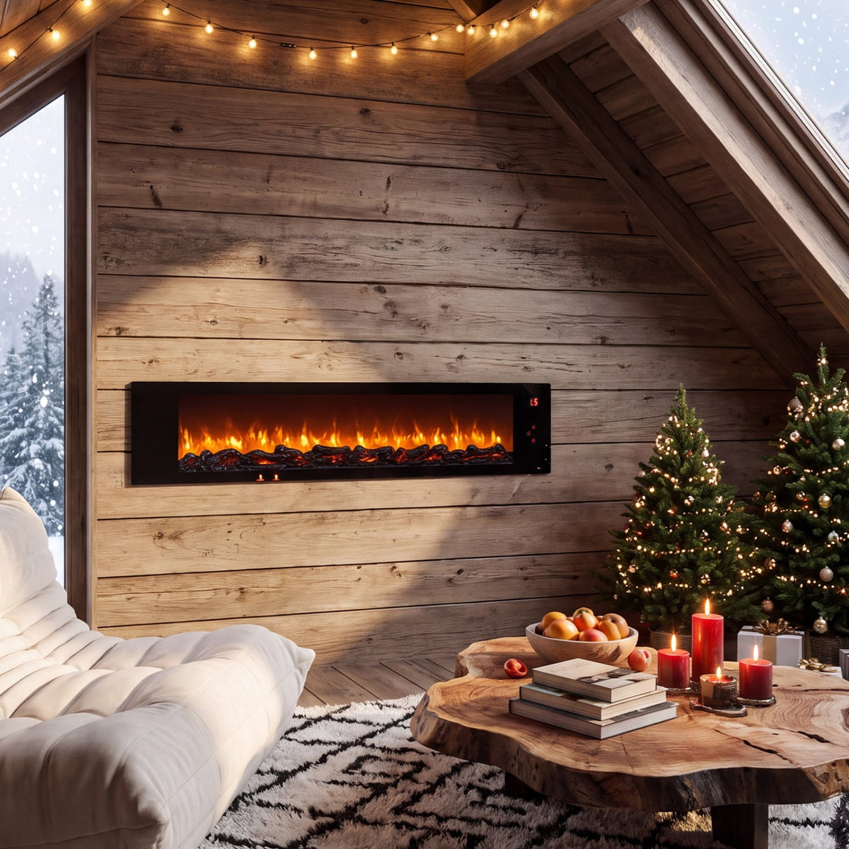 36" Electric Fireplace with 5-Level Adjustable Brightness and Speed-Fireplaces-DECOROLALA