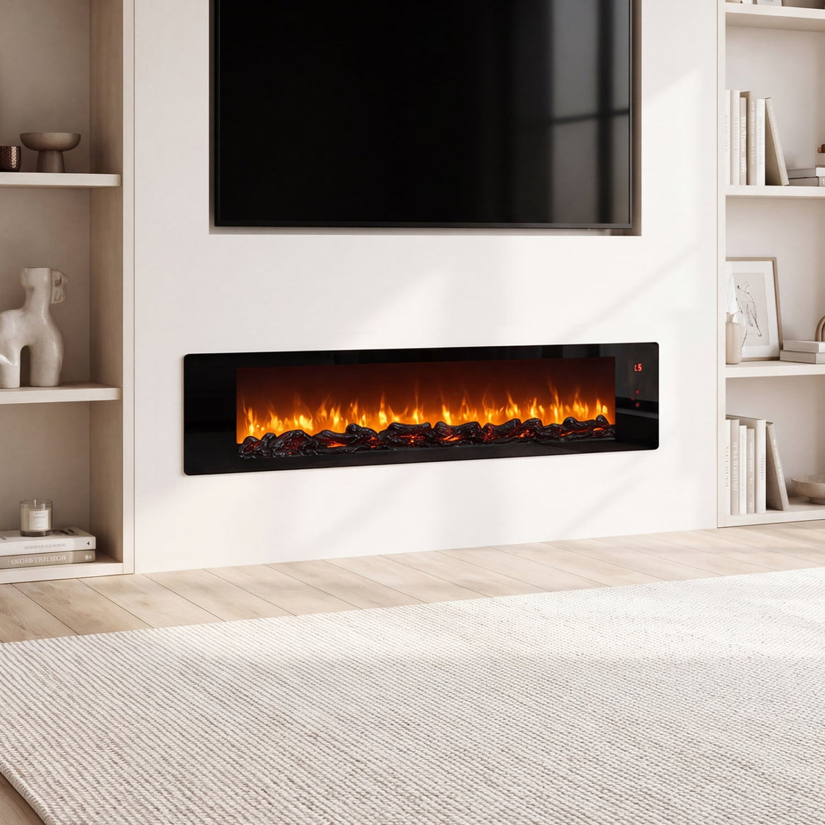 36" Electric Fireplace with 5-Level Adjustable Brightness and Speed-Fireplaces-DECOROLALA