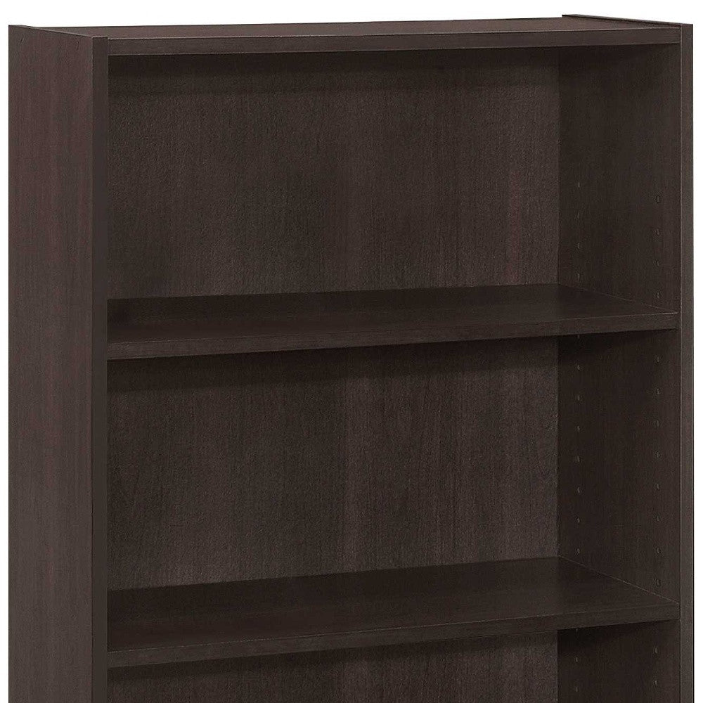 36" Espresso Wood Adjustable Three Tier Bookcase-Bookcases-DECOROLALA