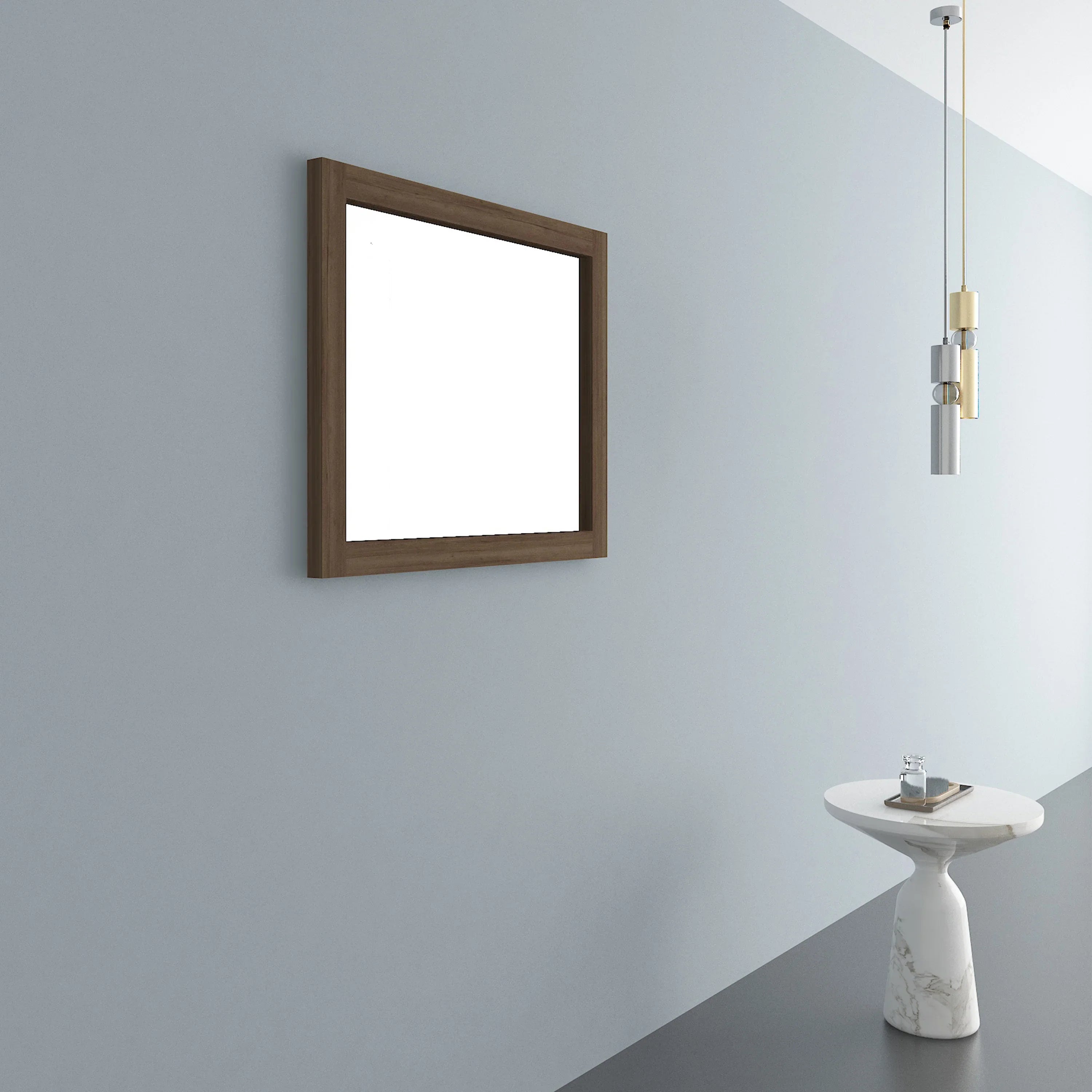 36" Frosted Oak Rectangular Framed Mirror - Designed for Horizontal & Vertical Installation