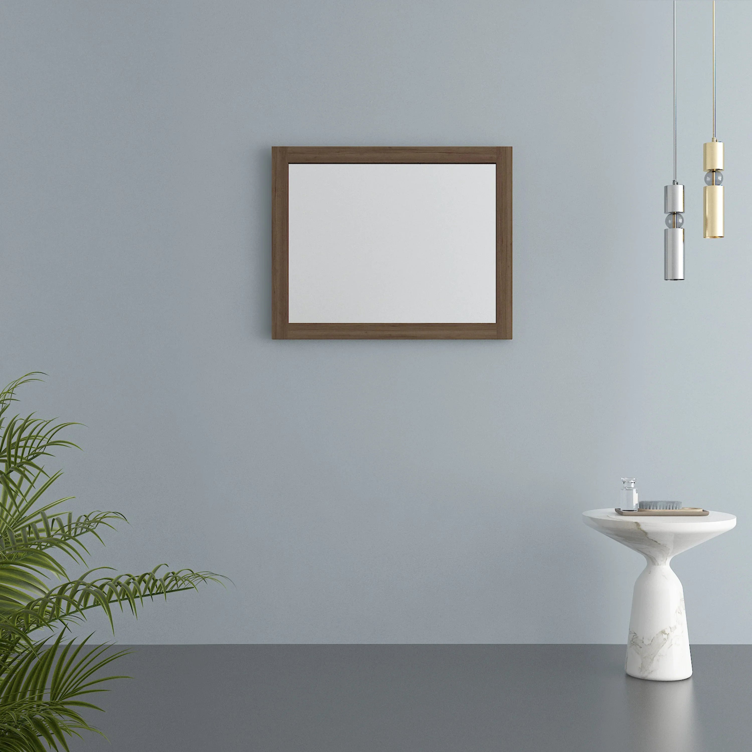 36" Frosted Oak Rectangular Framed Mirror - Designed for Horizontal & Vertical Installation