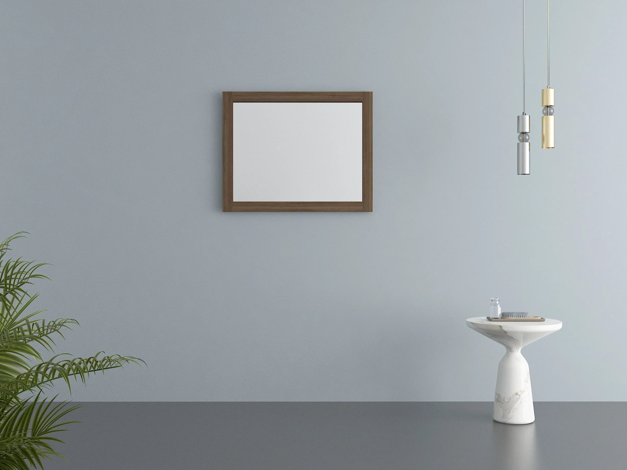 36" Frosted Oak Rectangular Framed Mirror - Designed for Horizontal & Vertical Installation