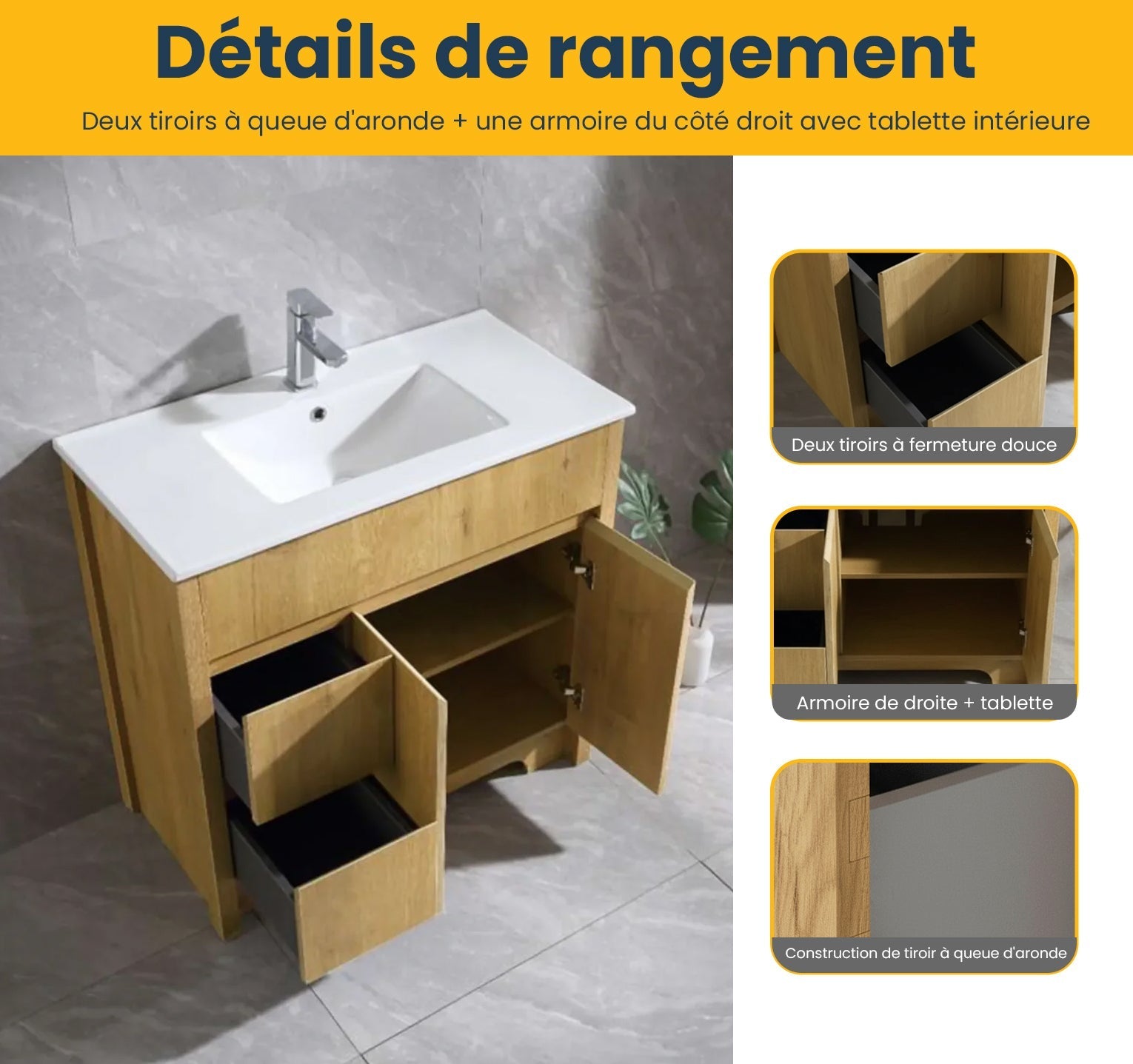 36" Frosted Oak Freestanding Bathroom Vanity with White Ceramic Countertop-Migration_Bathroom Vanities-DECOROLALA