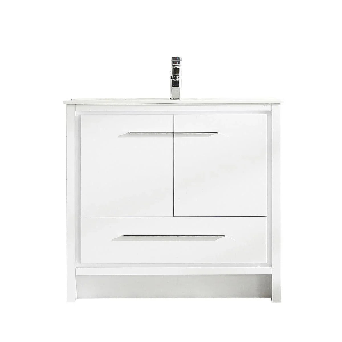 36" Glossy White Freestanding Bathroom Vanity with White Ceramic Countertop-Migration_Bathroom Vanities-DECOROLALA
