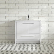 36" Glossy White Freestanding Bathroom Vanity with White Ceramic Countertop-Migration_Bathroom Vanities-DECOROLALA
