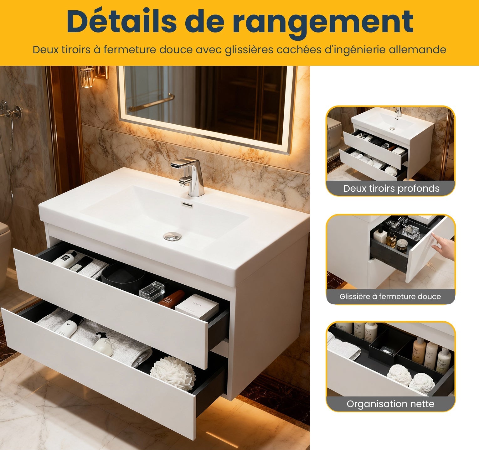 36" Glossy White Wall Mount Bathroom Vanity with White Polymarble Countertop-Migration_Bathroom Vanities-DECOROLALA