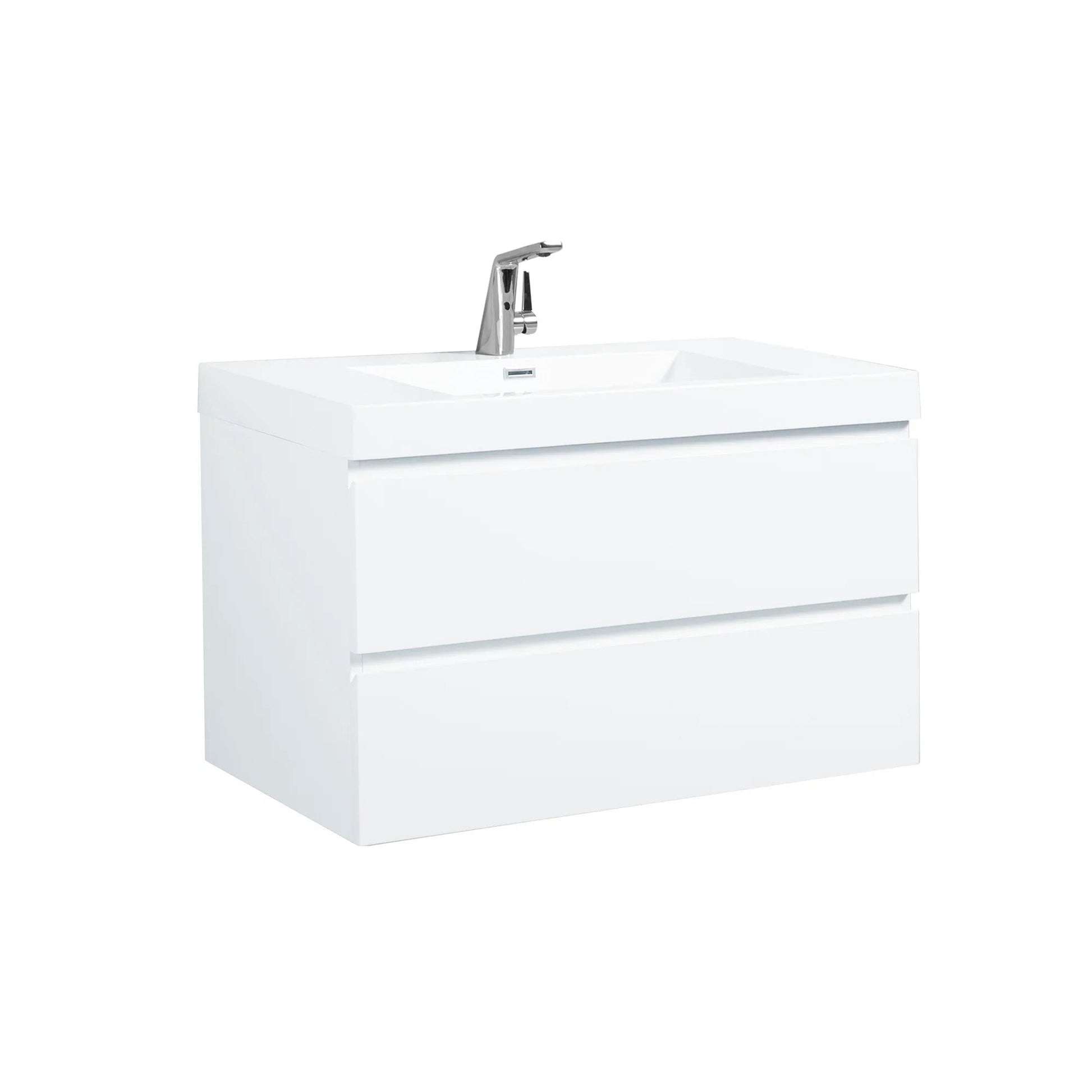 36" Glossy White Wall Mount Bathroom Vanity with White Polymarble Countertop-Migration_Bathroom Vanities-DECOROLALA