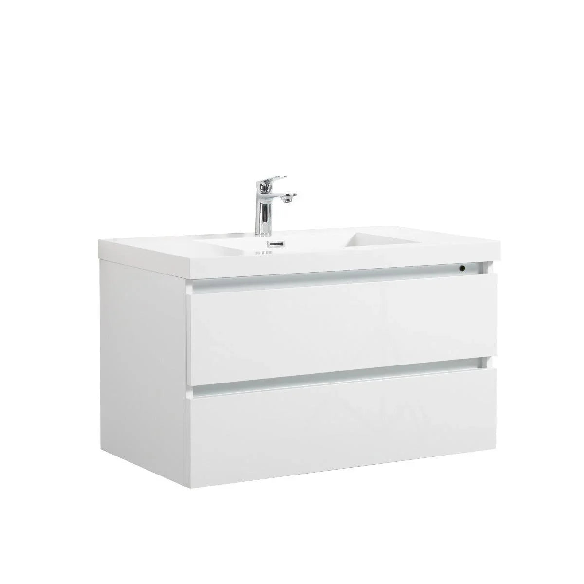 36" Glossy White Wall Mount LED-Glow Bathroom Vanity with White Polymarble Countertop-Migration_Bathroom Vanities-DECOROLALA