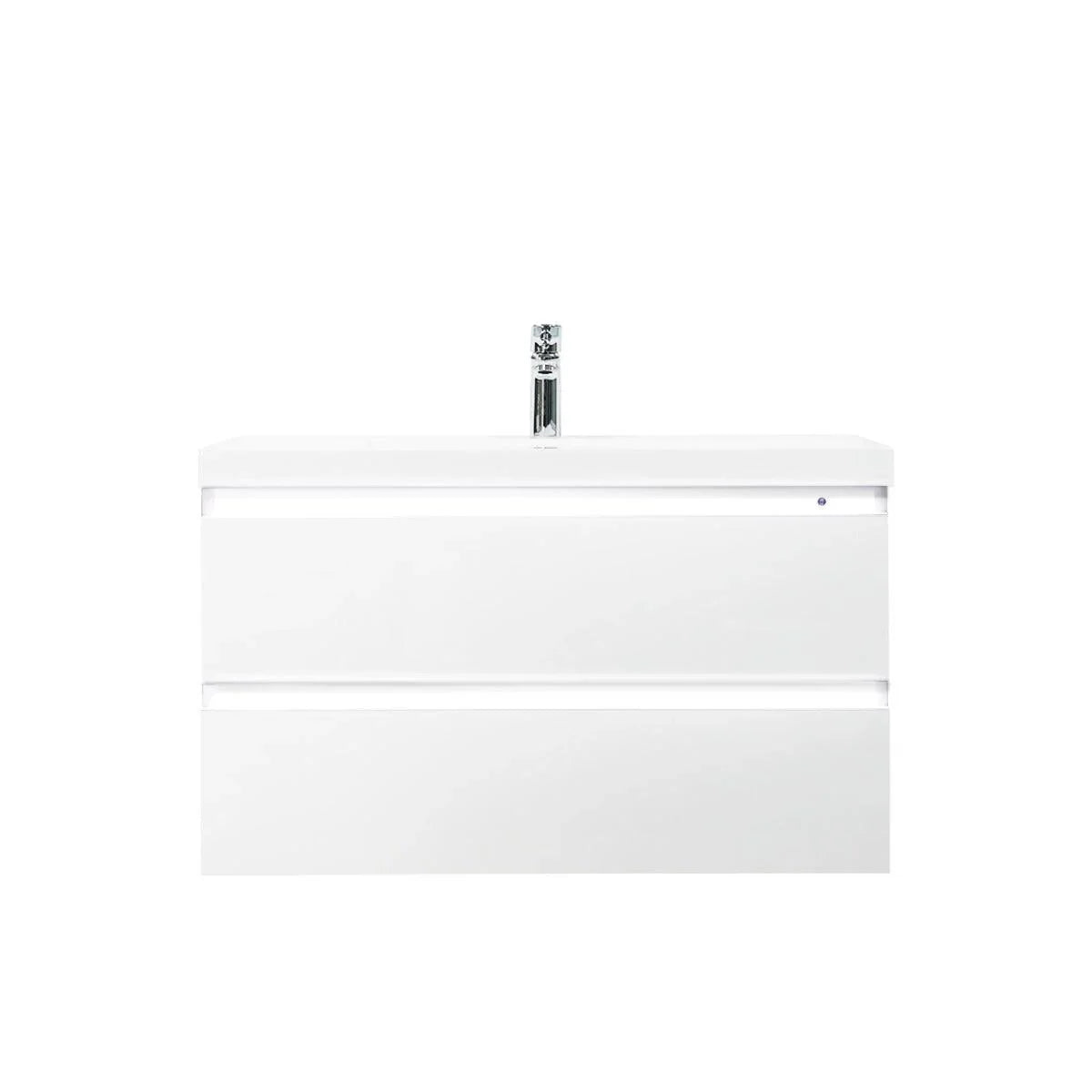 36" Glossy White Wall Mount LED-Glow Bathroom Vanity with White Polymarble Countertop-Migration_Bathroom Vanities-DECOROLALA