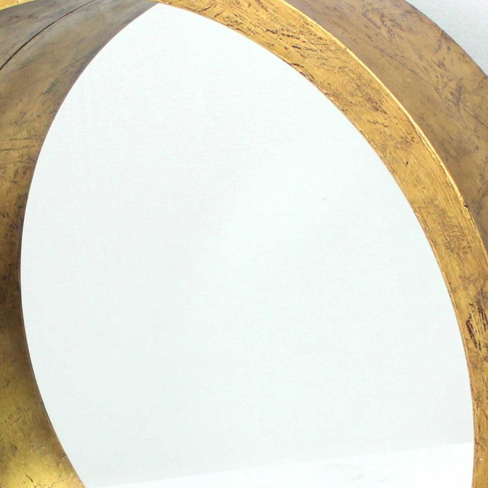36" Gold Round Solid Wood Framed Accent Mirror-Mirrors-DECOROLALA