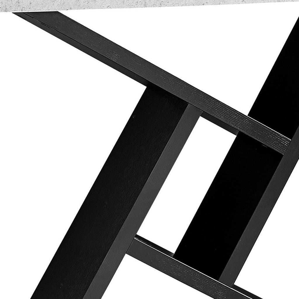 36" Gray and Black Abstract Console Table With Shelves-Console Tables-DECOROLALA