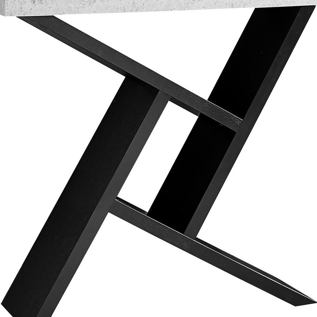 36" Gray and Black Abstract Console Table With Shelves-Console Tables-DECOROLALA