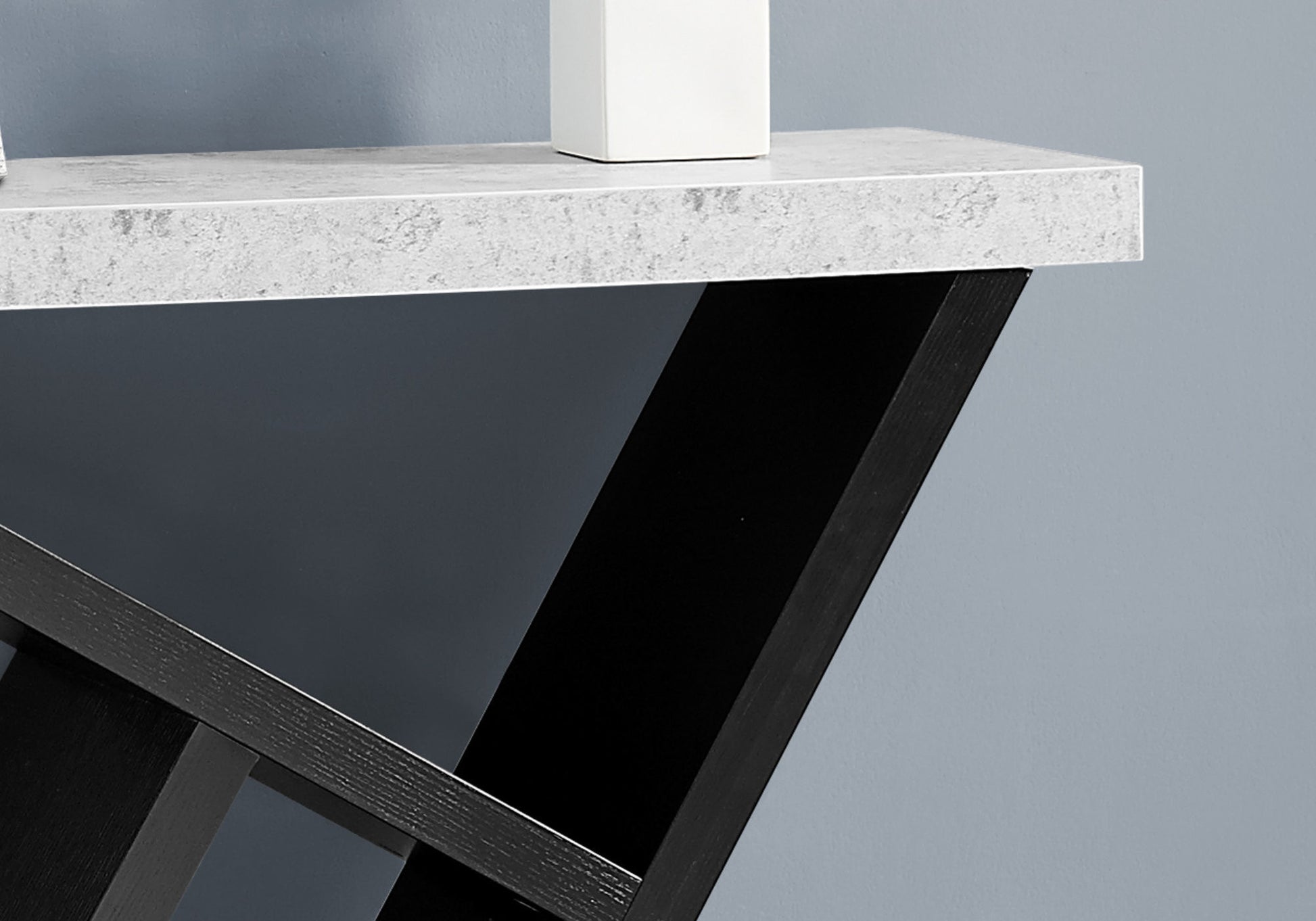 36" Gray and Black Abstract Console Table With Shelves-Console Tables-DECOROLALA