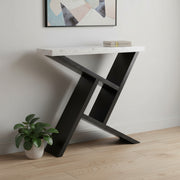 36" Gray and Black Abstract Console Table With Shelves-Console Tables-DECOROLALA