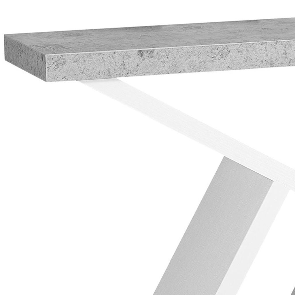 36" Gray and White Abstract Console Table With Shelves-Console Tables-DECOROLALA