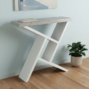 36" Gray and White Abstract Console Table With Shelves-Console Tables-DECOROLALA