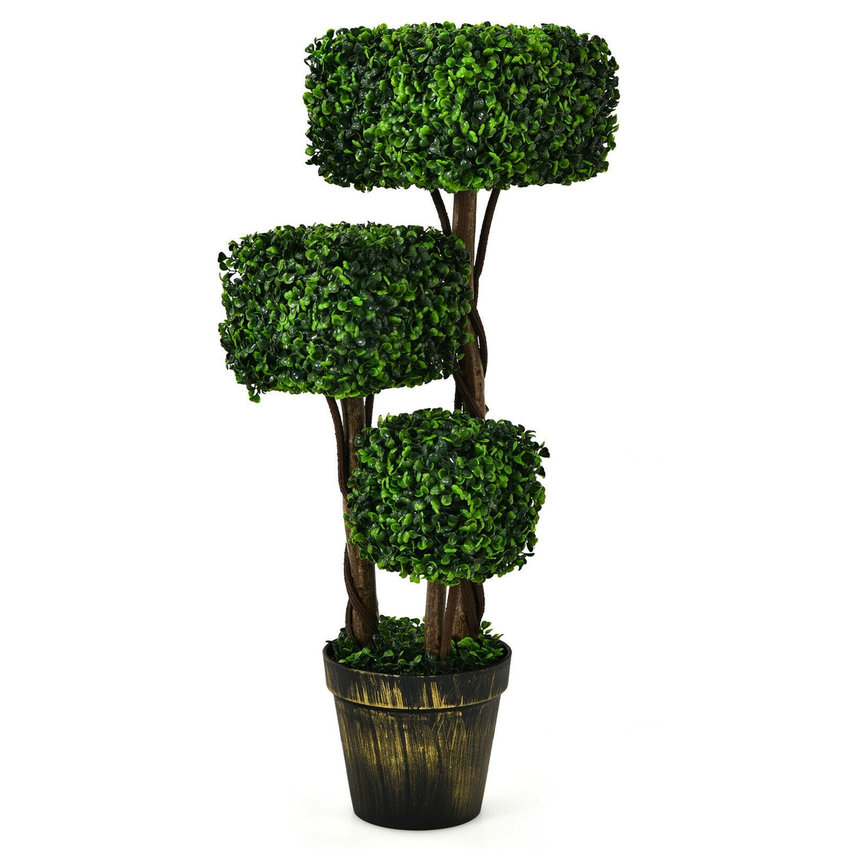 36 Inch Artificial Boxwood Topiary UV Protected Indoor Outdoor Tree-Artificial Plants-DECOROLALA