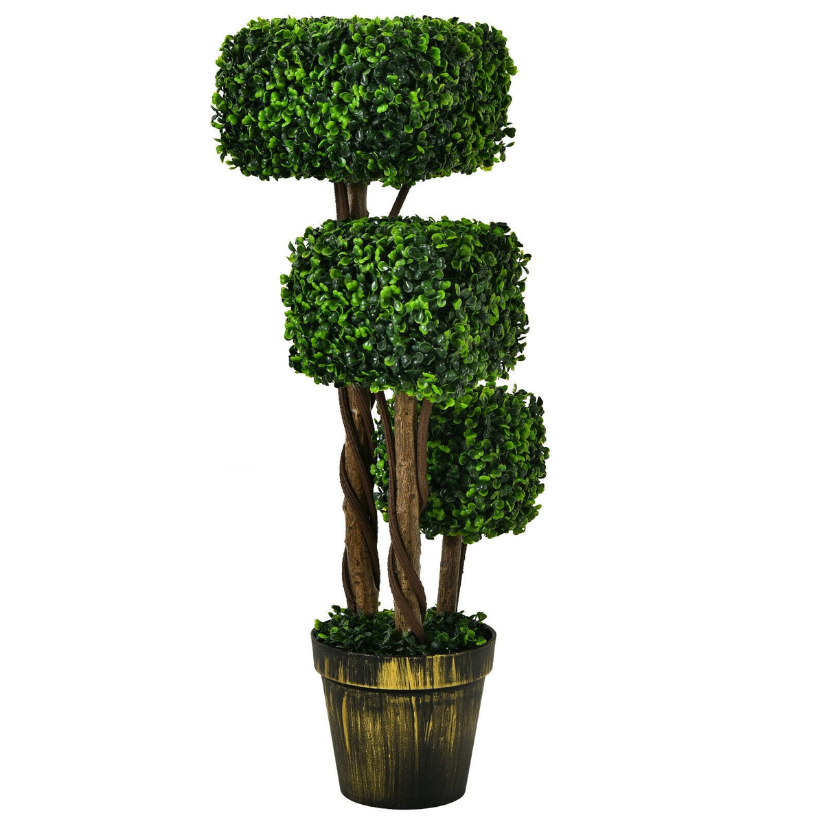 36 Inch Artificial Boxwood Topiary UV Protected Indoor Outdoor Tree-Artificial Plants-DECOROLALA