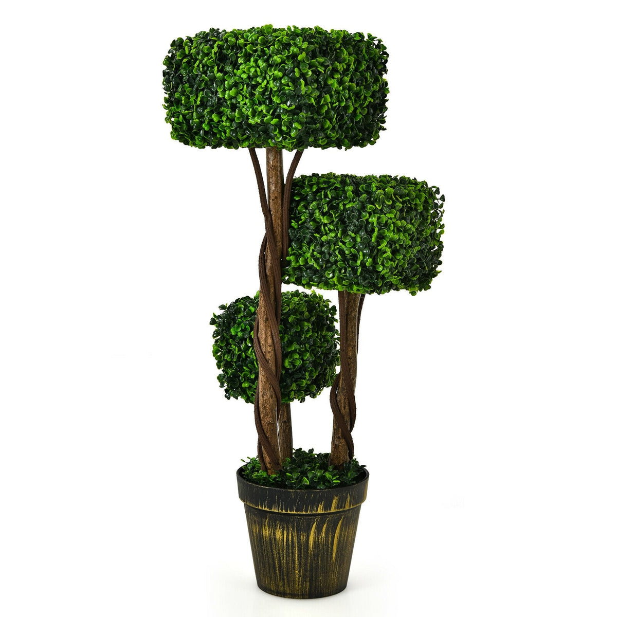 36 Inch Artificial Boxwood Topiary UV Protected Indoor Outdoor Tree-Artificial Plants-DECOROLALA