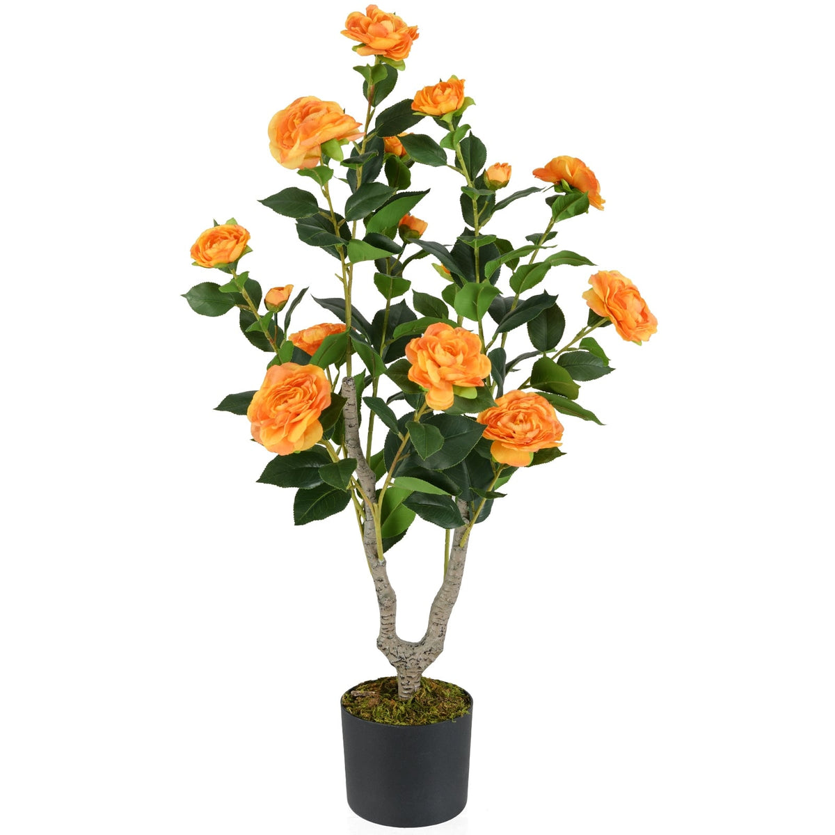 36 Inch Artificial Camellia Tree with Blooming Flower 1 Pack-Orange-Artificial Plants-DECOROLALA