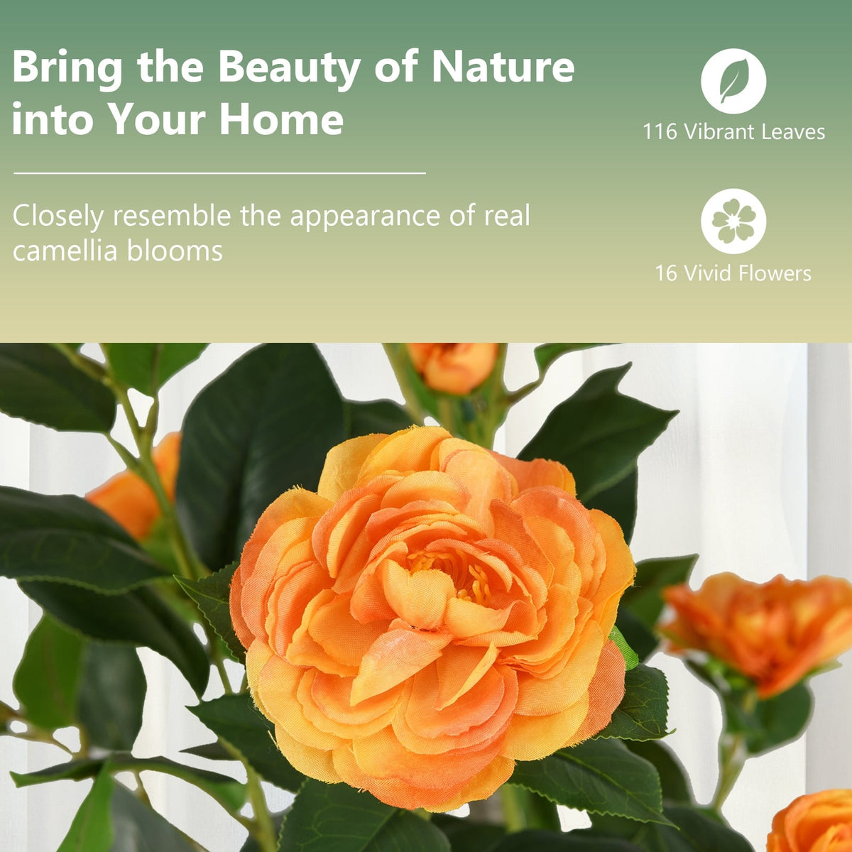 36 Inch Artificial Camellia Tree with Blooming Flower 1 Pack-Orange-Artificial Plants-DECOROLALA