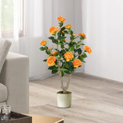 36 Inch Artificial Camellia Tree with Blooming Flower 1 Pack-Orange-Artificial Plants-DECOROLALA