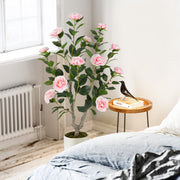 36 Inch Artificial Camellia Tree with Blooming Flower 1 Pack-Pink-Artificial Plants-DECOROLALA