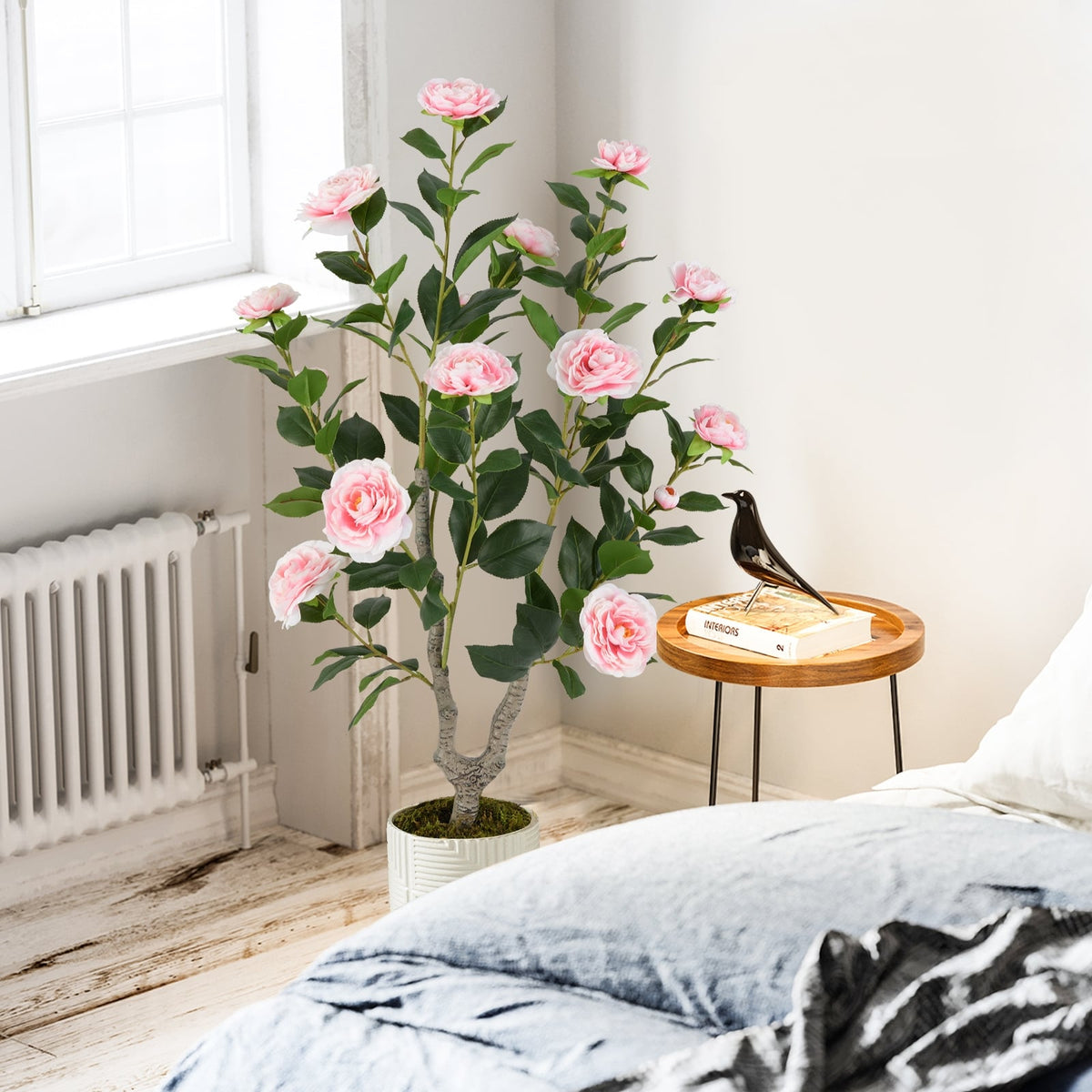 36 Inch Artificial Camellia Tree with Blooming Flower 1 Pack-Pink-Artificial Plants-DECOROLALA