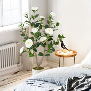 36 Inch Artificial Camellia Tree with Blooming Flower 1 Pack-White-Artificial Plants-DECOROLALA