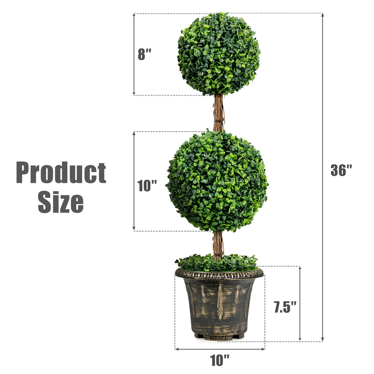 36 Inch Artificial Double Ball Tree Indoor and Outdoor UV Protection-Artificial Plants-DECOROLALA