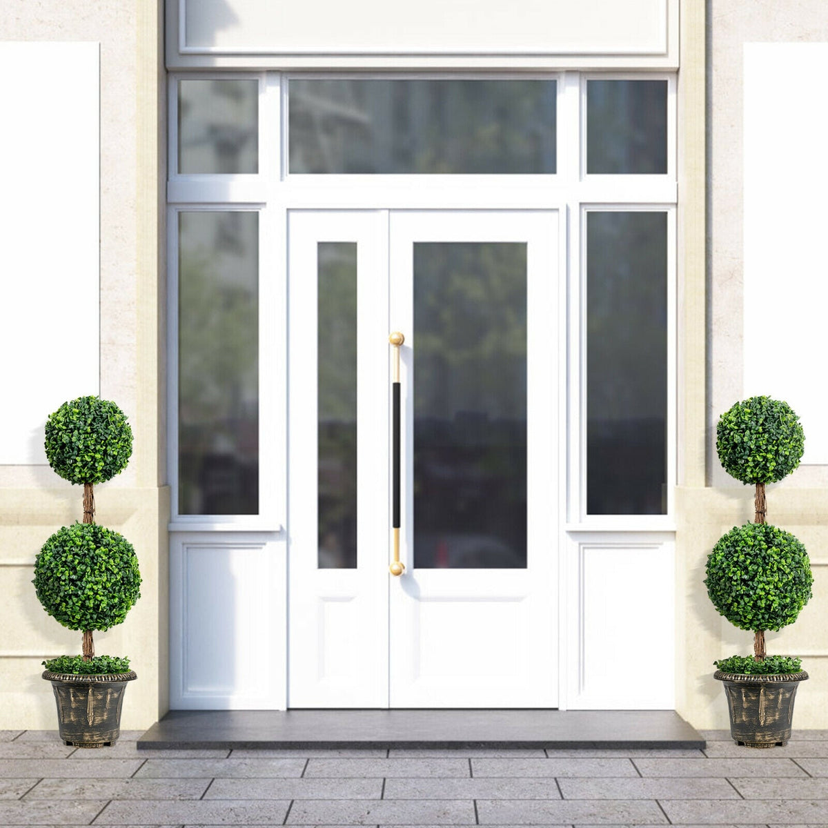 36 Inch Artificial Double Ball Tree Indoor and Outdoor UV Protection-Artificial Plants-DECOROLALA