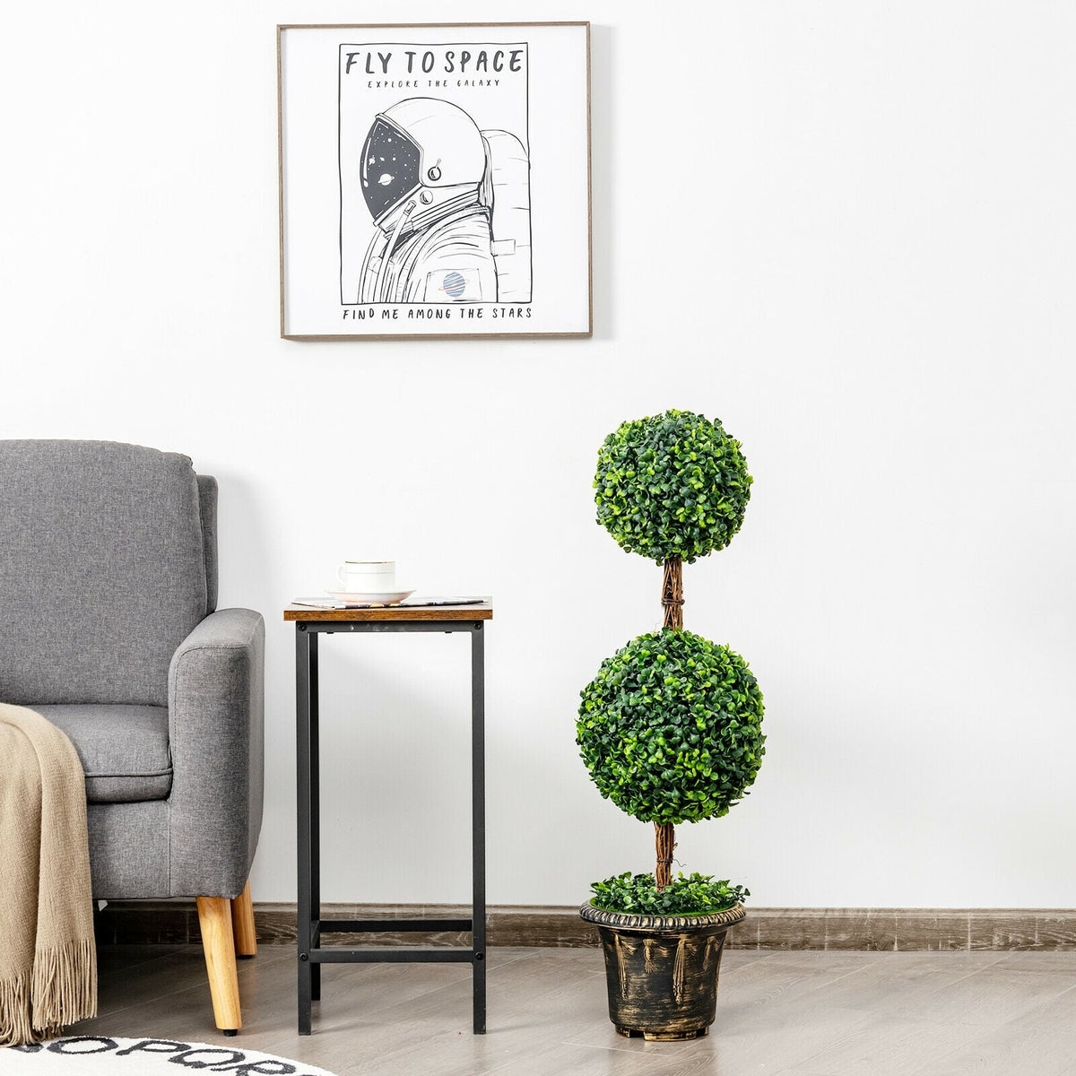 36 Inch Artificial Double Ball Tree Indoor and Outdoor UV Protection-Artificial Plants-DECOROLALA